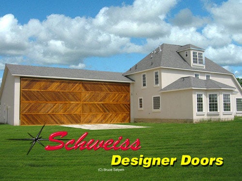 Tall Designer Door on Hangar Attached to Home