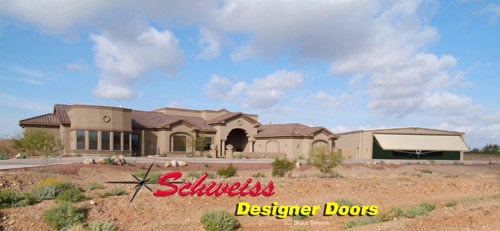 Airpark Home with Designer Bi-Fold Door on Aircraft Hangar