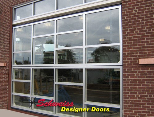 Glass Designer Door on Brick Building
