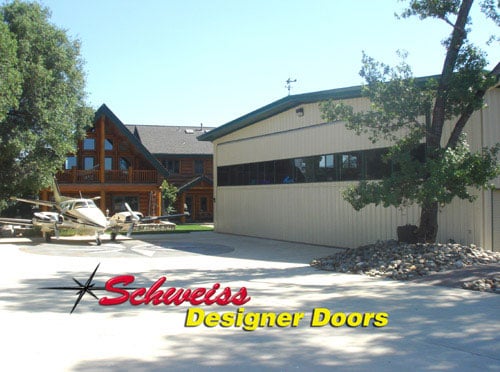 Schweiss Designer Door on Airpark Hangar Home