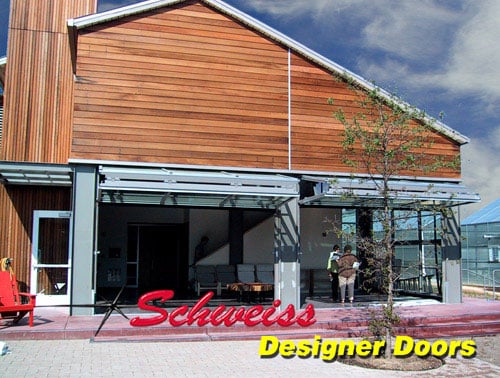 Pair of Glass Covered Designer Bi-Fold Doors in the Full Open Position