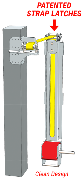 Diagram of patented Schweiss strap latch design