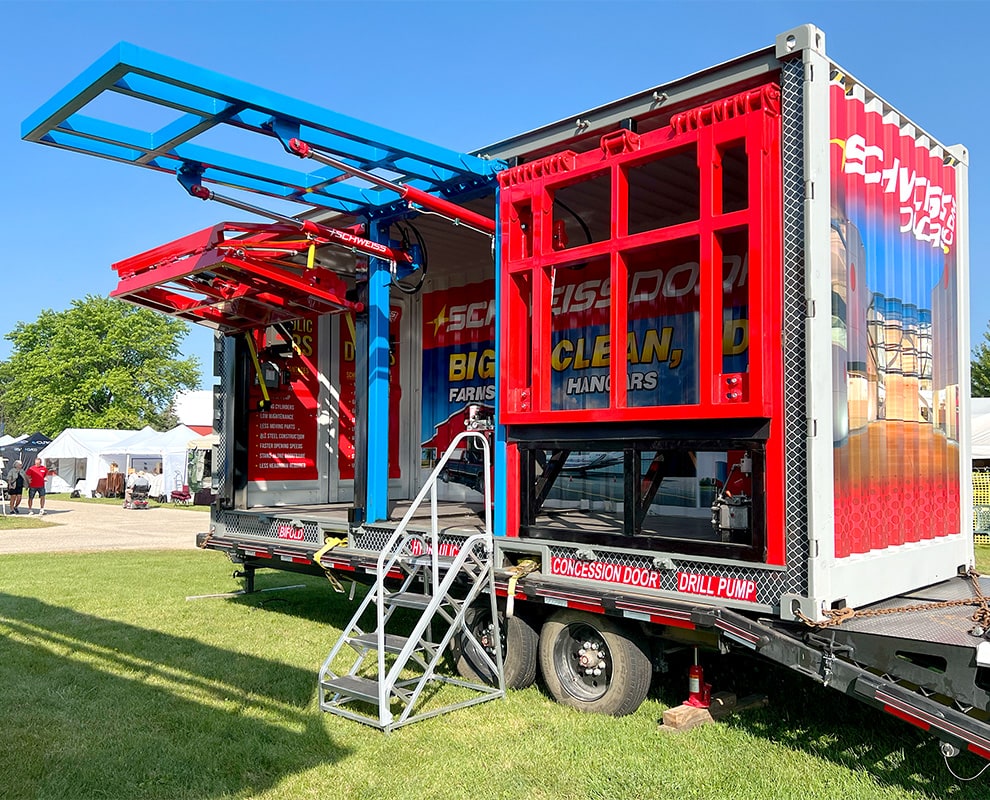 Right side view of Schweiss Container fitted with Schweiss Doors