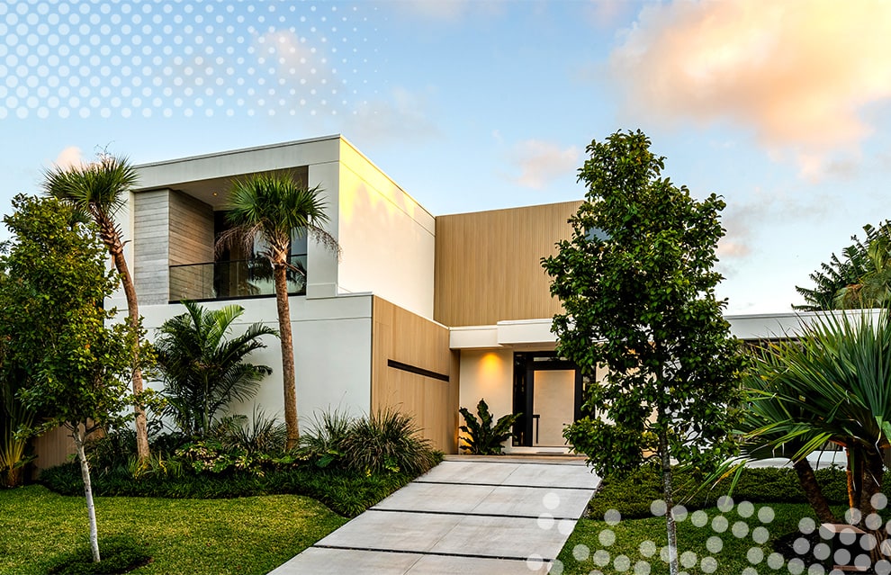 Wide shot of designer home in Florida designed by Mirna of Barake Design Wide shot of designer home in Florida designed by Mirna of Barake Design