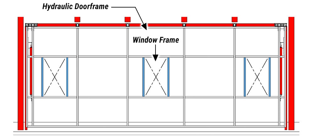 Schweiss Window Frames in doorframes for Seaplane Doors Schweiss Window Frames in doorframes for Seaplane Doors