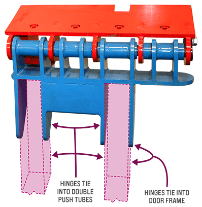 Strong Arkansas Doors by Schweiss hydraulic door hinge