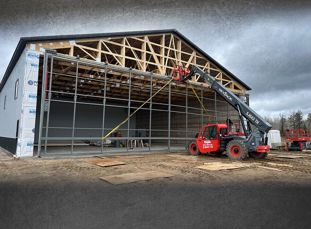 California hydraulic door by Schweiss being installed on a new building