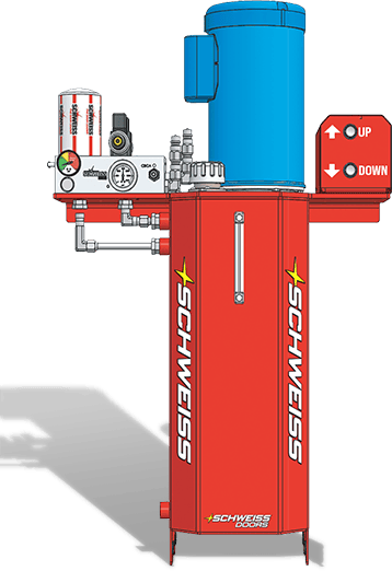 Powerful California Doors hydraulic by Schweiss pump system