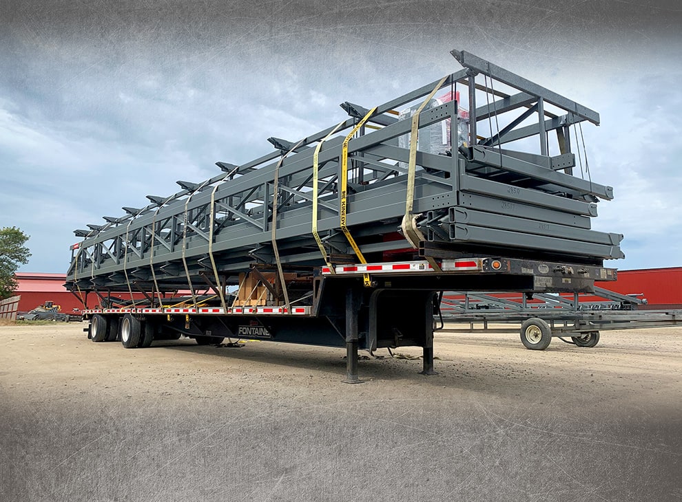 Montana bifold frame by Schweiss loaded on truck for delivery