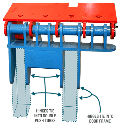 Strong Montana Doors by Schweiss hydraulic door hinge