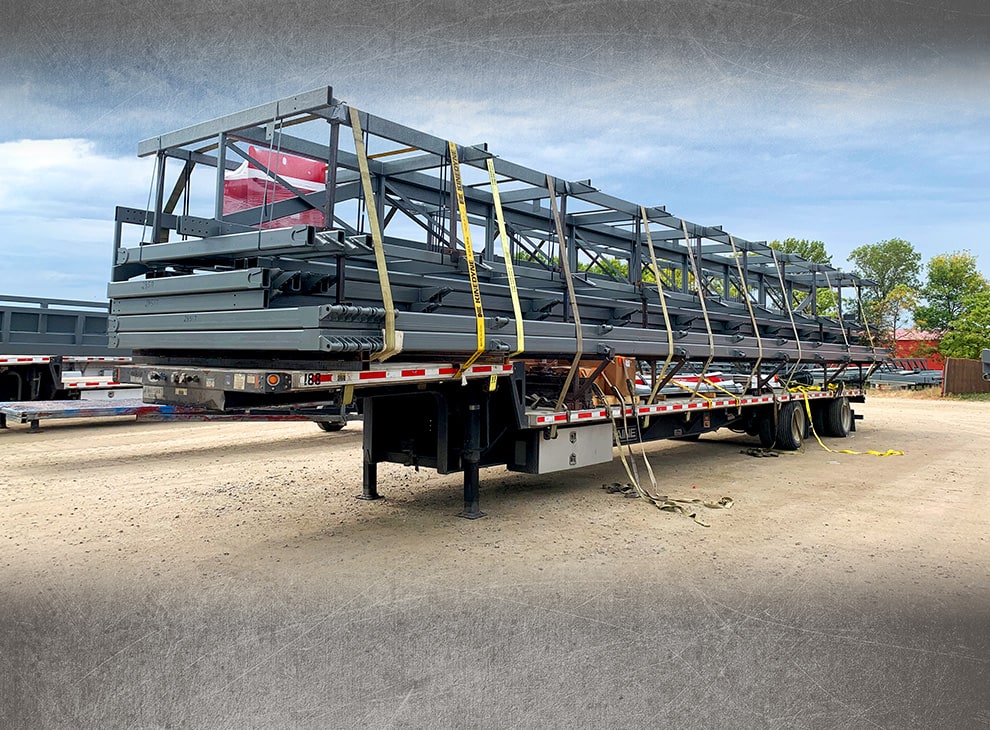 Ohio bifold frame by Schweiss loaded on truck for delivery