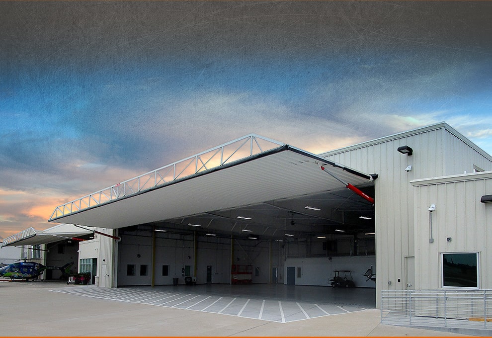 Ohio hydraulic doors by Schweiss installed on multiple hangars