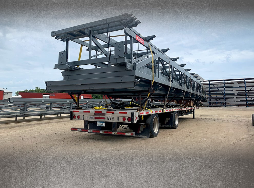 South Carolina bifold frame by Schweiss loaded on truck for delivery