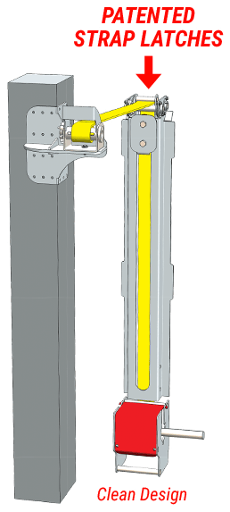 Diagram of patented Schweiss strap latch design